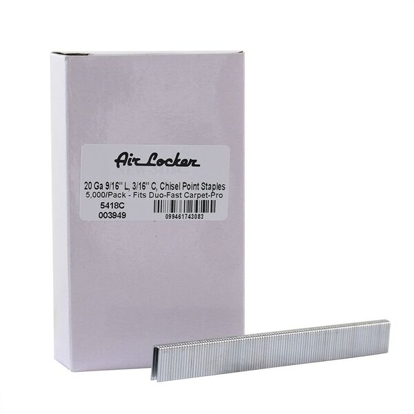 Air Locker Carpet Staples, 20 ga, 9/16 in Leg L, Stainless Steel, 5000 PK 5418C - main